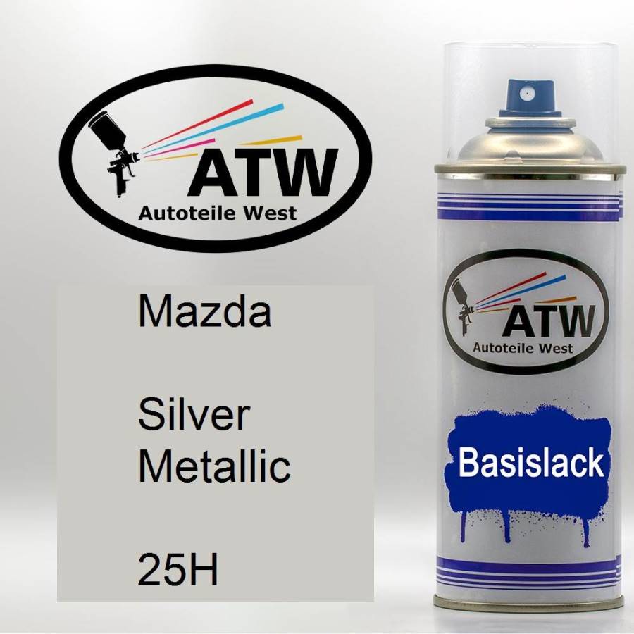 Mazda, Silver Metallic, 25H: 400ml Sprühdose, von ATW Autoteile West.